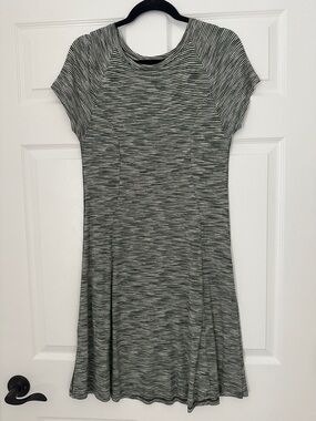 Topshop Green and White Striped Midi Knit Dress